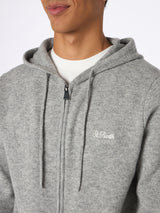 Man mélange grey lambswool hooded sweater Notting