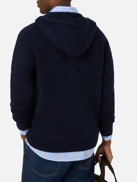Navy blue Notting lambswool hooded knit with full zip