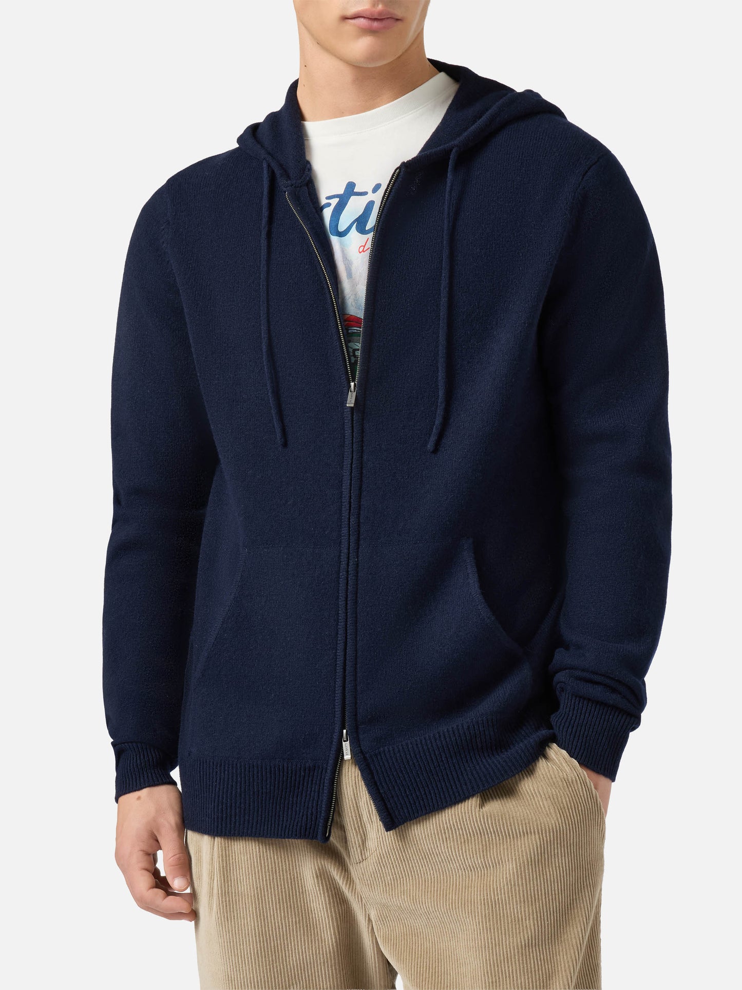 Notting hoodie in 100% lambswool blue navy