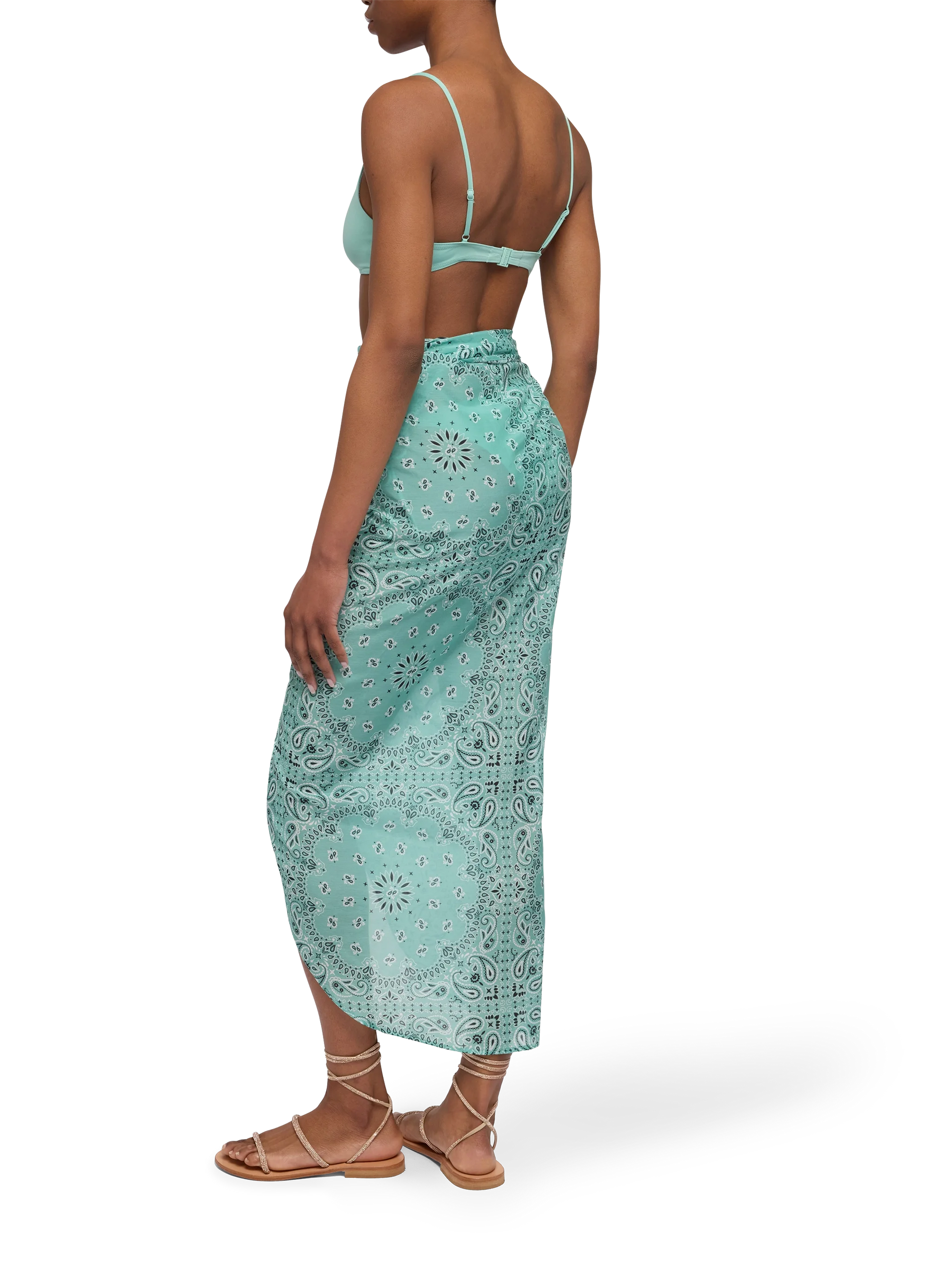Oasi silk voile long pareo with bandanna print - MC2 Saint Barth