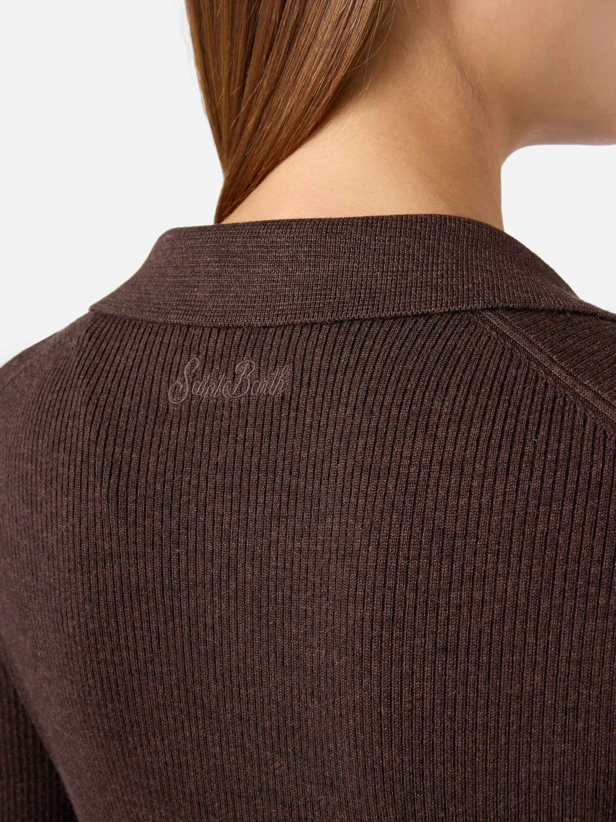 Abito lungo in maglia Octavia marrone in misto lana merino