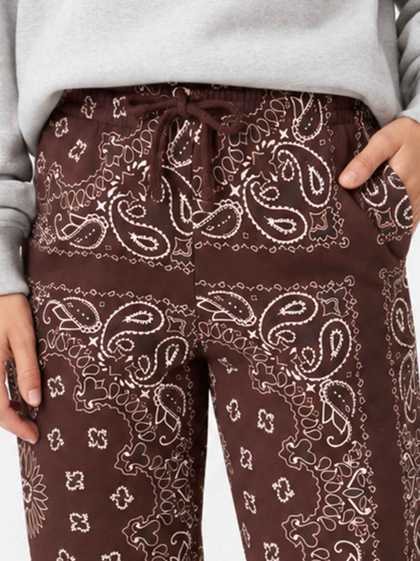 Feece cotton pants Odalys with brown bandana print