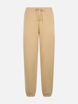 Pantaloni jogger in pile di cotone beige da donna Odalys