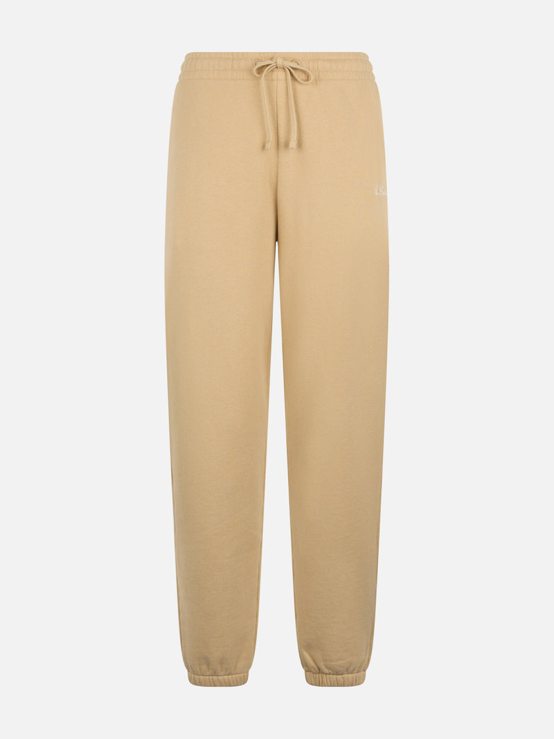 Woman beige cotton fleece jogger pants Odalys