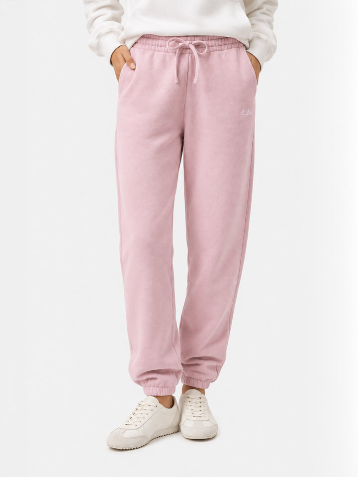 Pantalones jogger Odalys de felpa de algodón rosa 