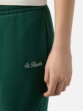 Jogginghose Odalys aus britischem Baumwollfleece in Grün für Damen