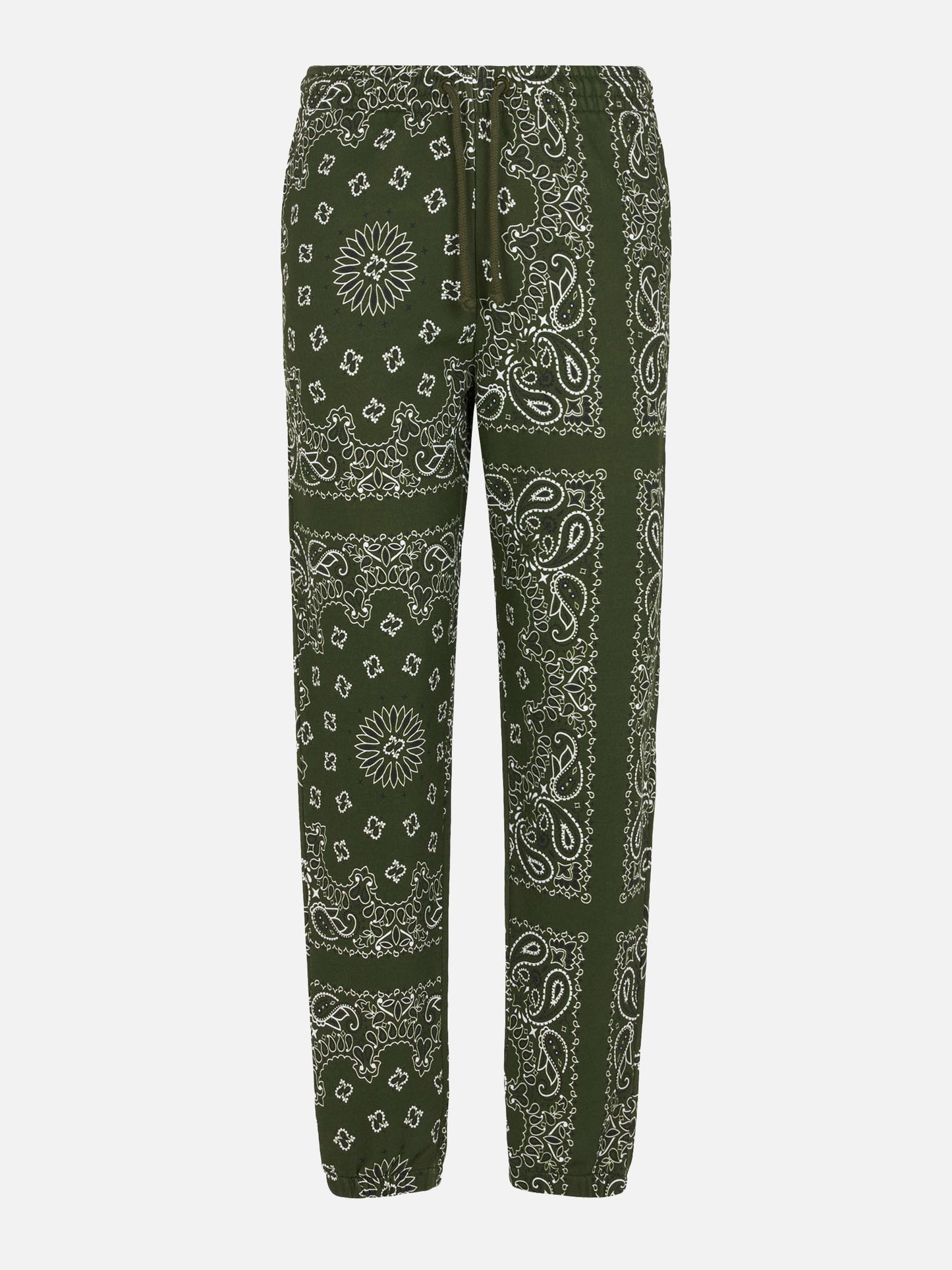 Pantalone da donna in felpa con stampa bandana verde