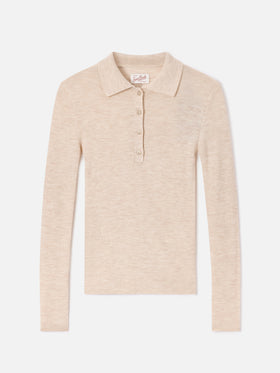 Maglia Odell grano in lana merino con collo polo
