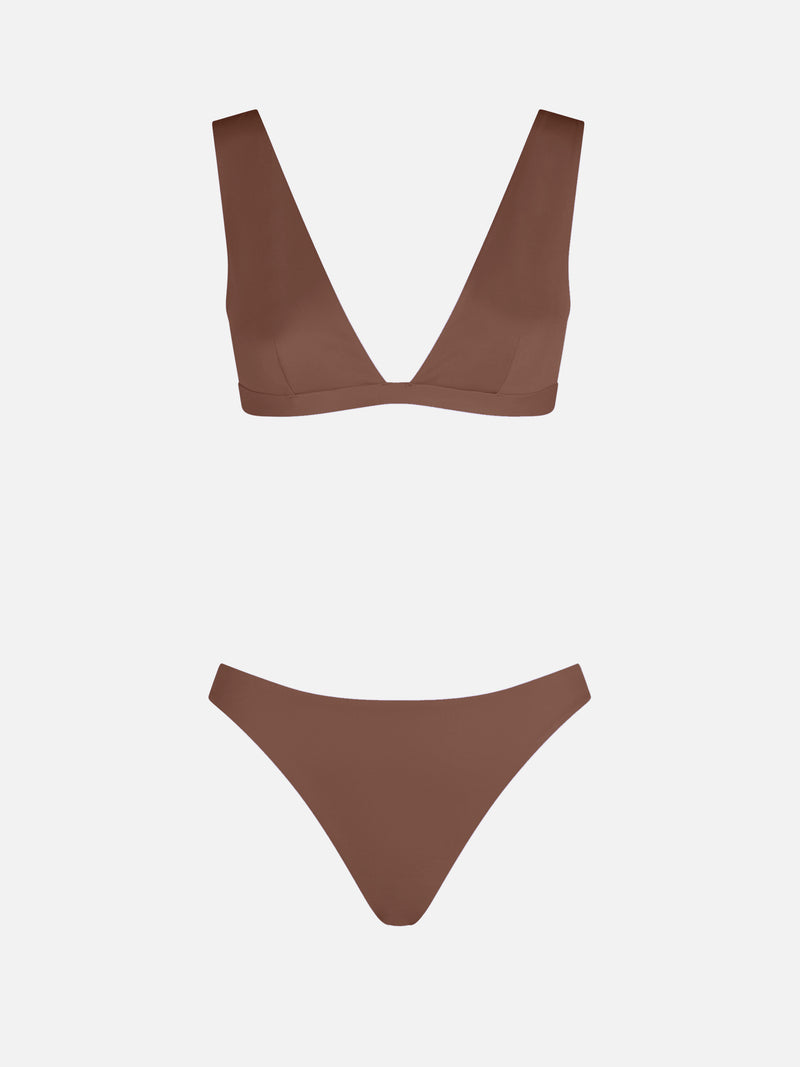 Bikini marrone da donna termosaldato con scollo a V Ofelia Reanna