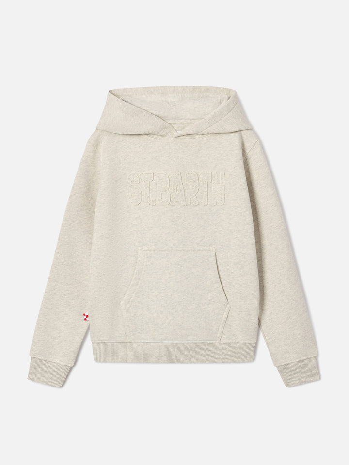 Sudadera con capucha Cream Oliver de mezcla de algodón con parche St. Barth 