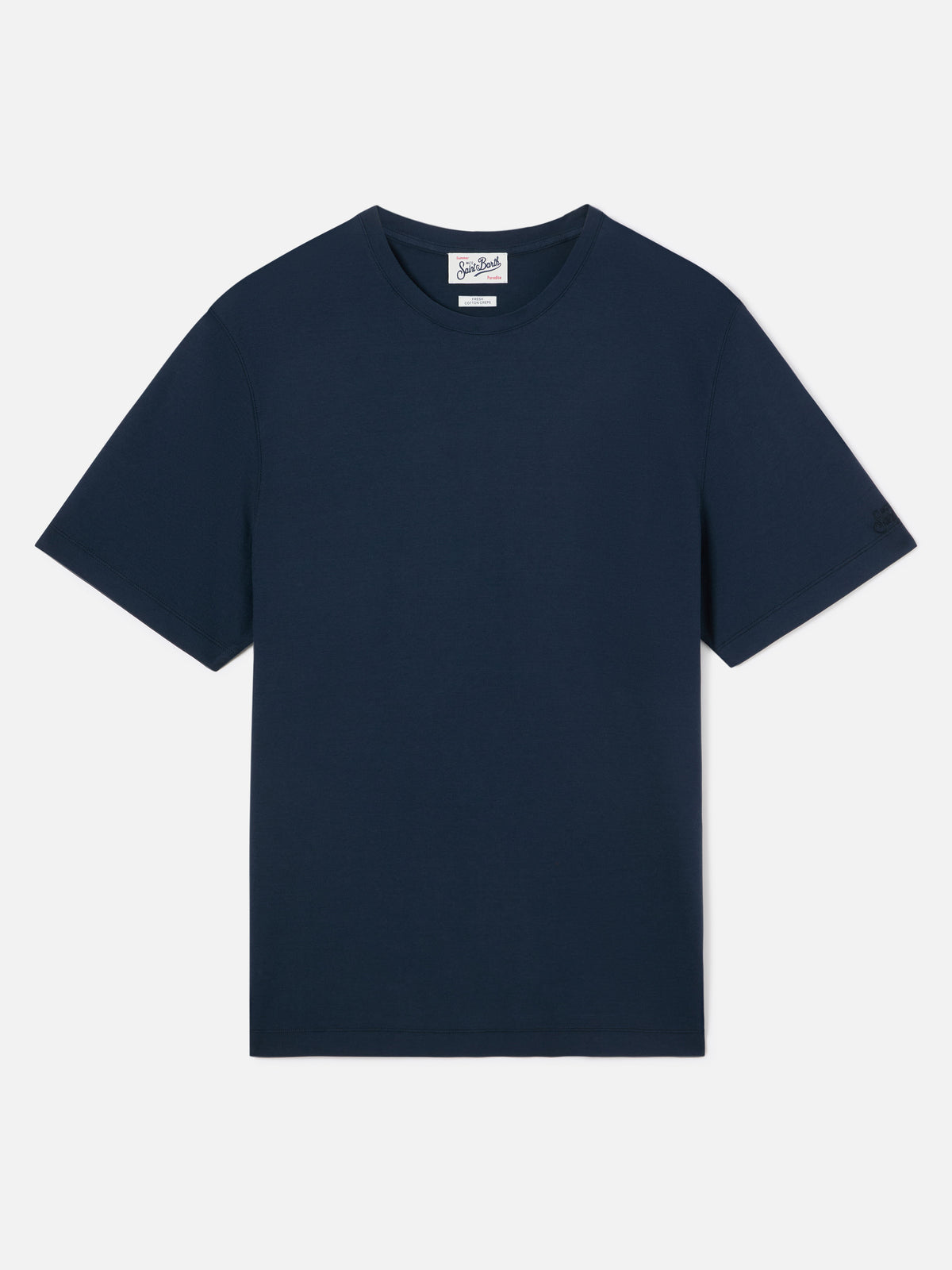 T-shirt Orson blu navy in crepe di cotone con ricamo logo