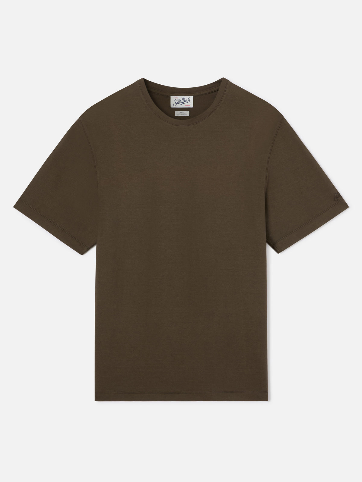 T-shirt Orson en crêpe de coton vert militaire avec logo brodé 