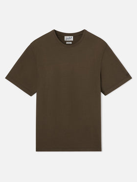 T-shirt Orson en crêpe de coton vert militaire avec logo brodé 