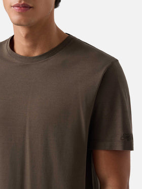 T-shirt Orson en crêpe de coton vert militaire avec logo brodé 