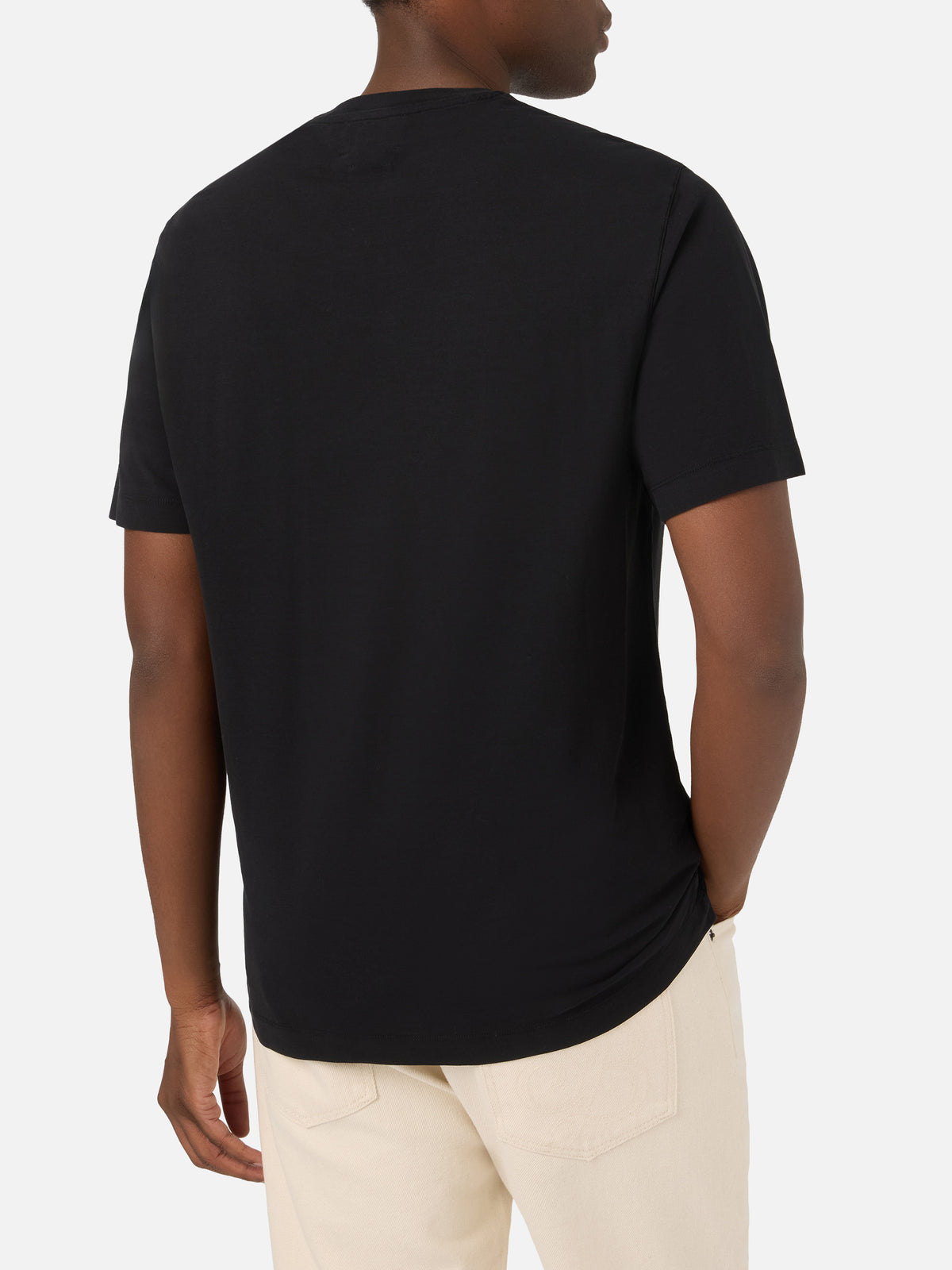 Camiseta Orson negra de crepé de algodón con bordado del logo 