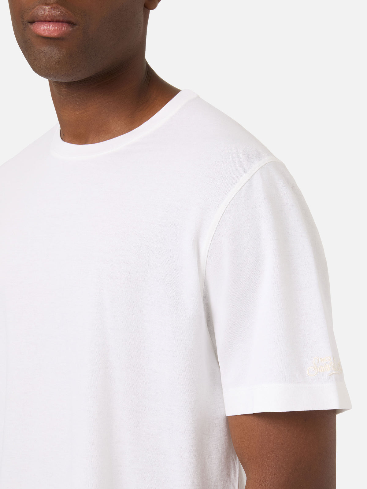 T-shirt Orson en crêpe de coton blanc avec logo brodé 