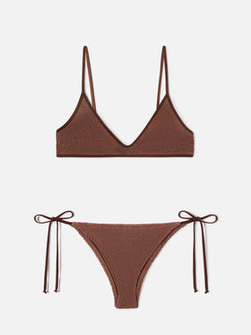 Bikini bralette Paloma Marielle marron en crinkle 