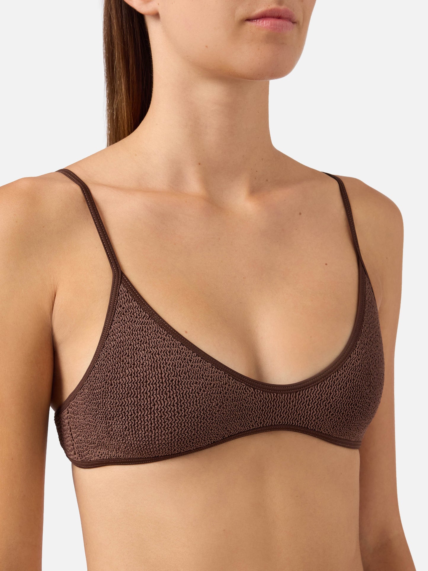 Bikini bralette Paloma Marielle marron en crinkle 