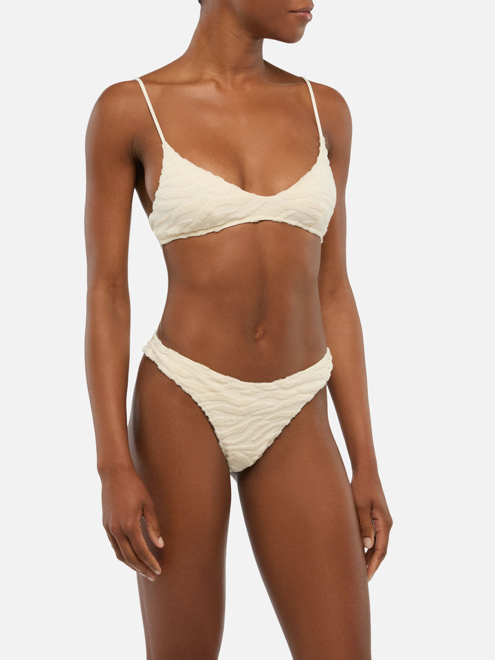 Zebra terry embossed scoop bralette bikini Paloma Naomi