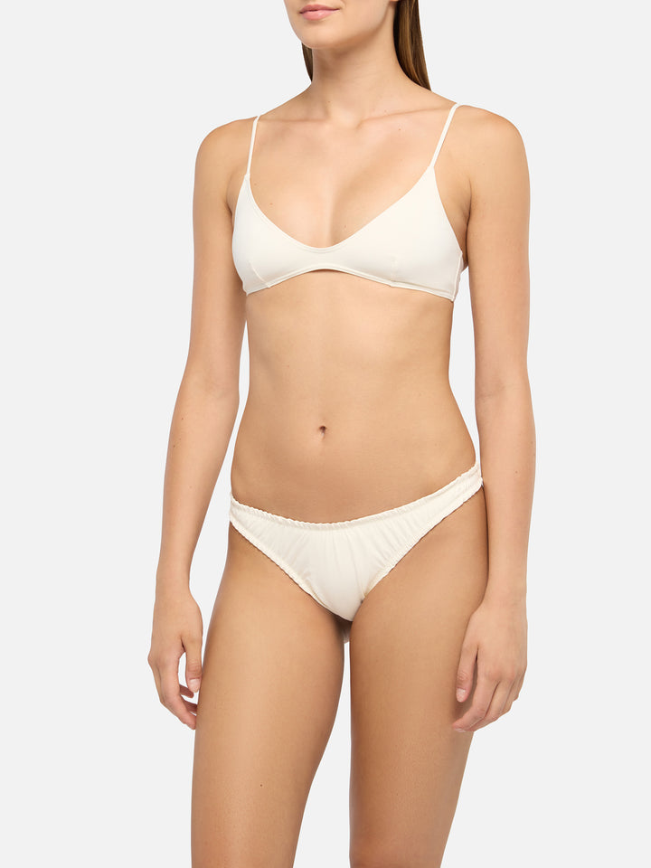 Paloma Nalu deep neck bralette bikini in cream