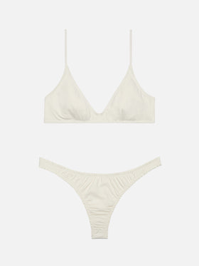 Paloma Nalu deep neck bralette bikini in cream