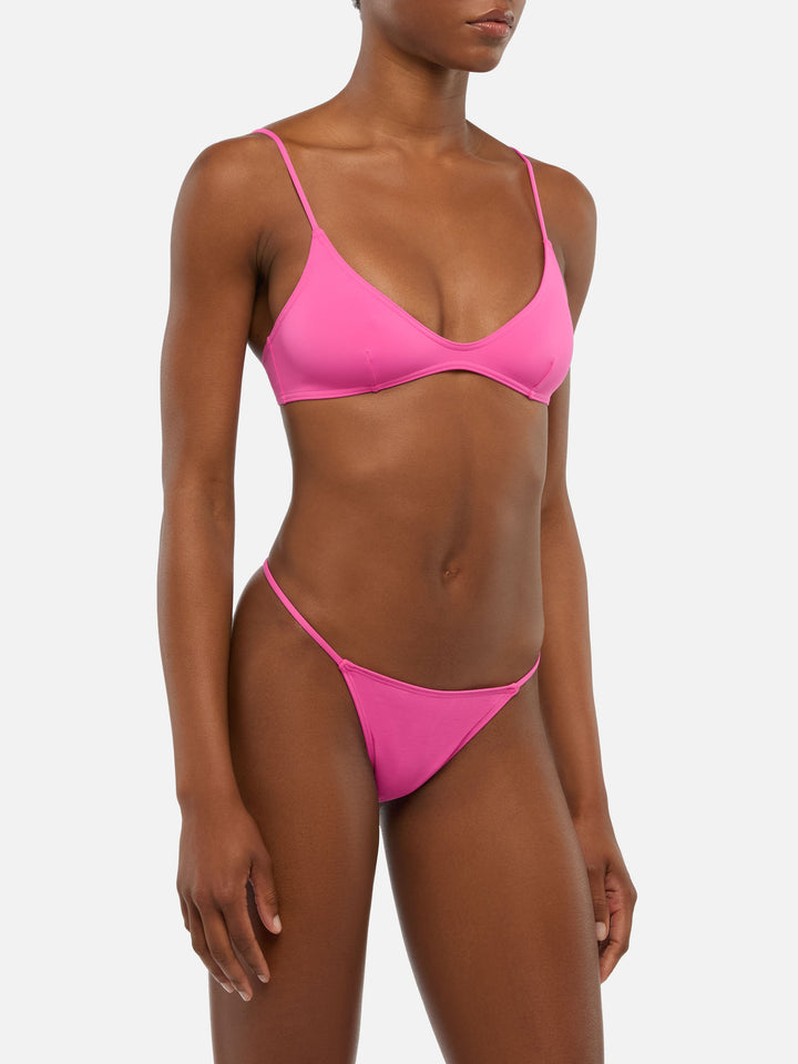 Scooped bralette bikini Paloma Jodene in fuchsia with cheeky swim briefs