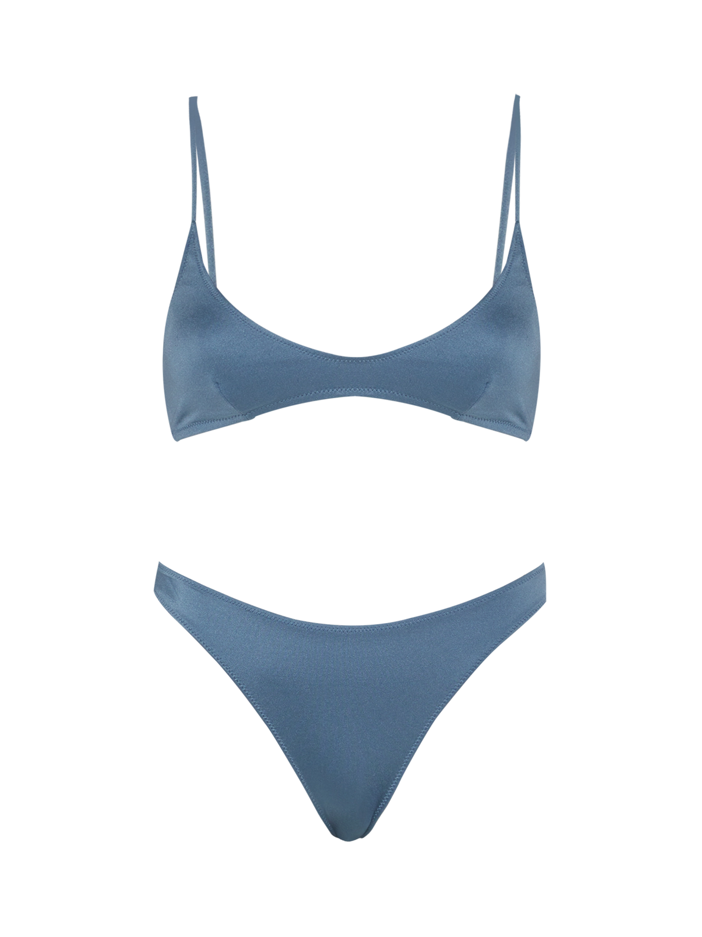 Paloma Lido shimmer avio blue bikini with scoop bralette top and classic briefs - MC2 Saint Barth