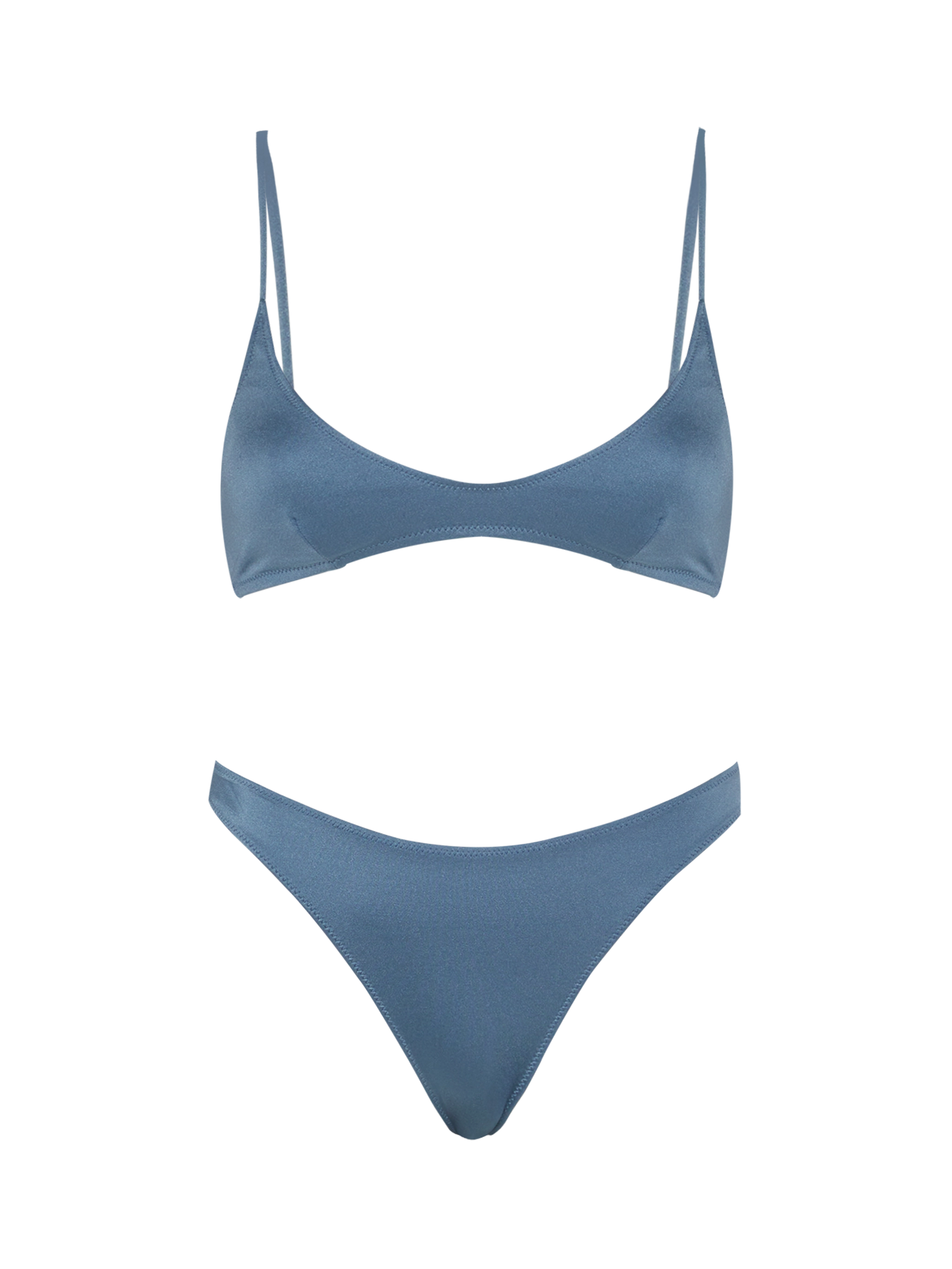 Paloma Lido shimmer avio blue bikini with scoop bralette top and classic briefs - MC2 Saint Barth