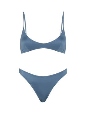 Paloma Lido shimmer avio blue bikini with scoop bralette top and classic briefs - MC2 Saint Barth