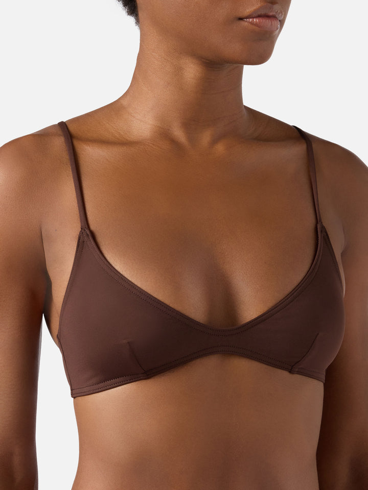 Top bikini Paloma bralette con gancio marrone 