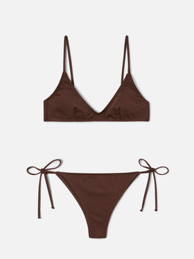 Bikini Paloma Marielle bralette marrone scuro con laccetti