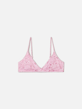 Top bikini Paloma bralette con stampa bandana rosa