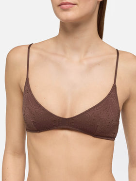 Marielle brown Sangallo lace classic swim briefs - Paloma white Sangallo lace scoop bralette - MC2 Saint Barth