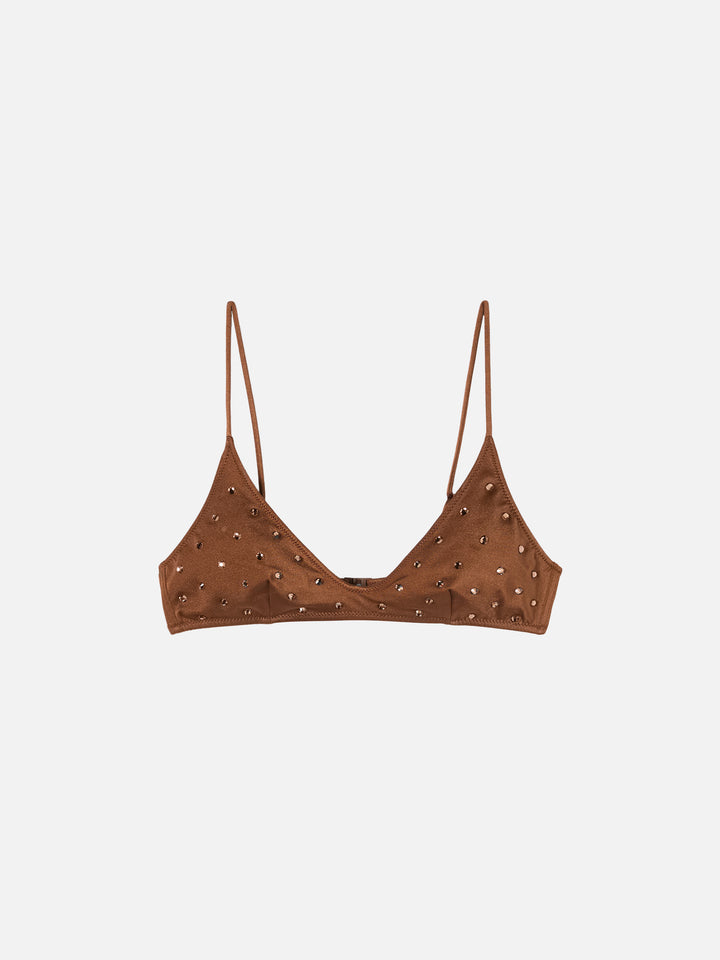 Paloma – Braunes U-Ausschnitt-Bralette mit Strassverzierung