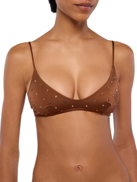 Paloma brown scoop bralette with rhinestone embellishment - MC2 Saint Barth