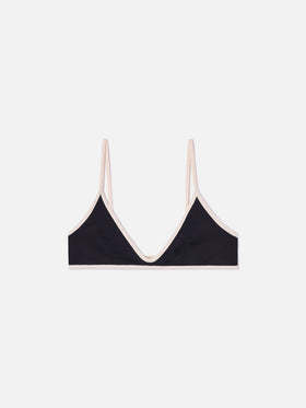 Paloma String bralette bikini top in black with contrast trims
