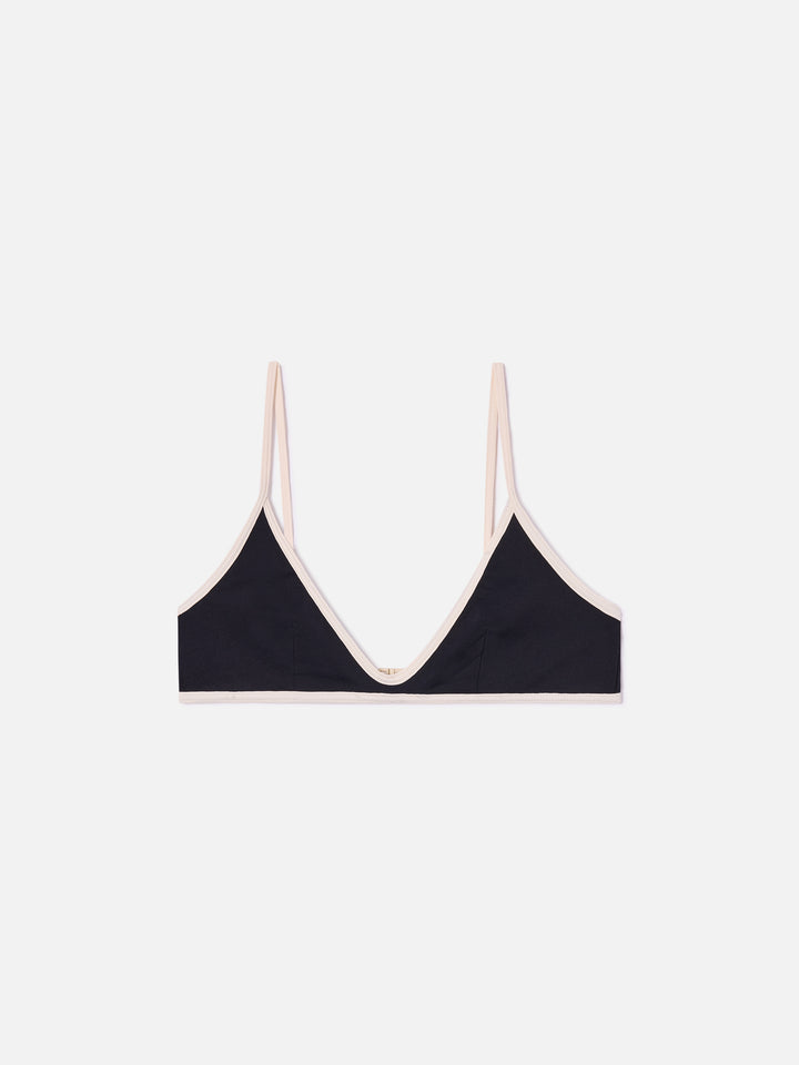 Top bikini Paloma String bralette nero con profili a contrasto