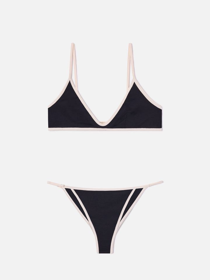 Bikini Paloma Zephire String nero con profili a contrasto