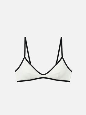 Top bikini Paloma String bralette panna con profili a contrasto