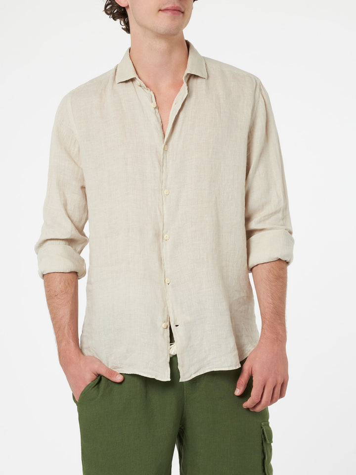 Man off-white linen shirt Pamplona - MC2 Saint Barth