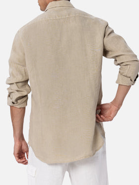 Man beige linen shirt Pamplona