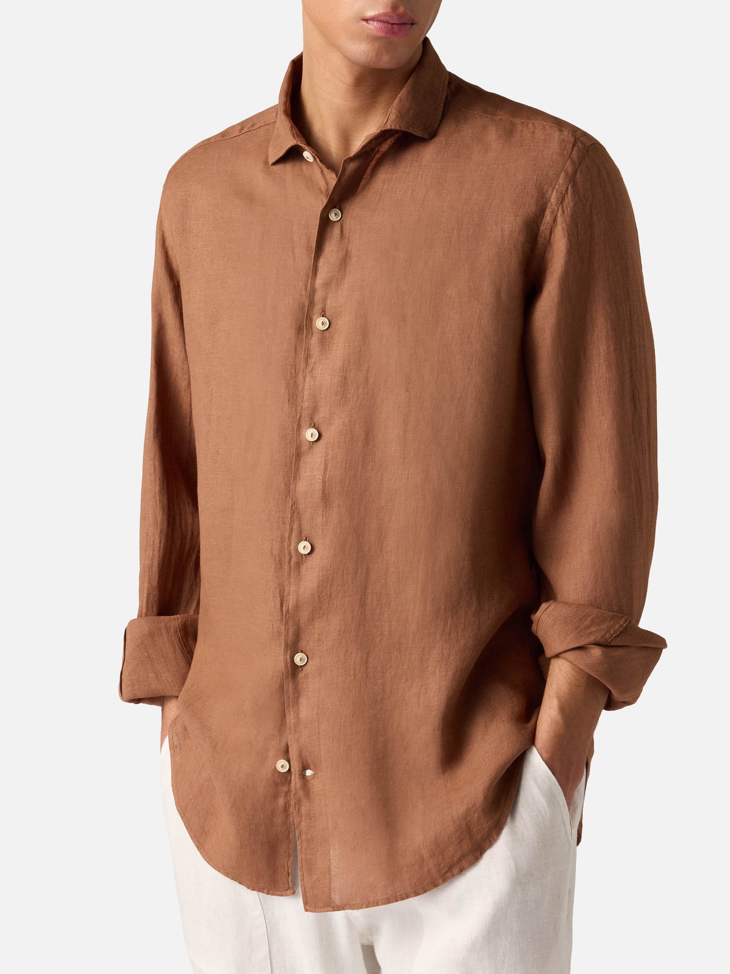 Man brown linen Pamplona shirt