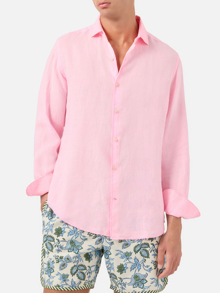 Camisa de lino fluo rosa Pamplona 