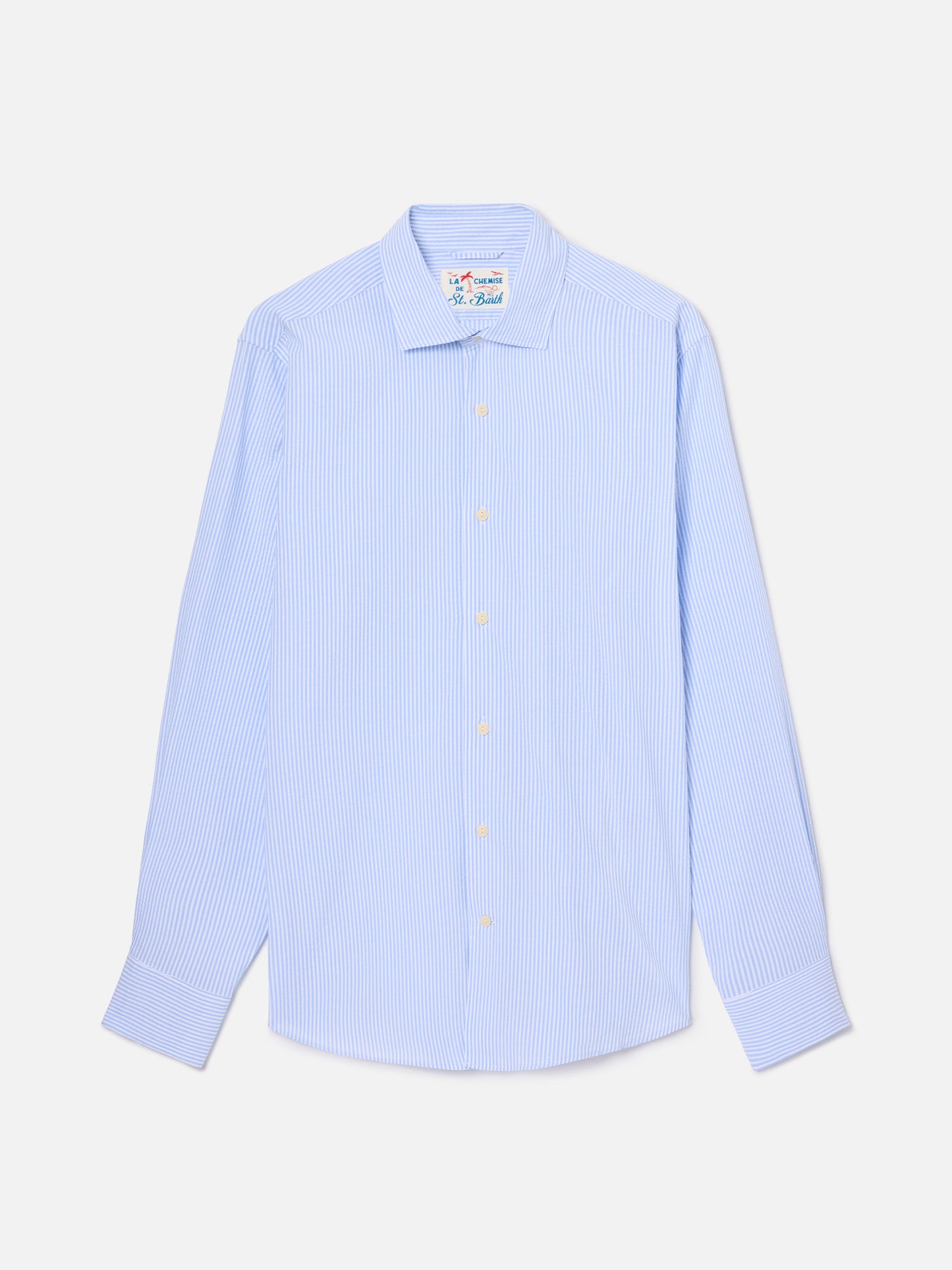 Camicia Pamplona in seersucker a righe azzurre