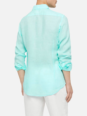 Water green linen shirt Pamplona - MC2 Saint Barth