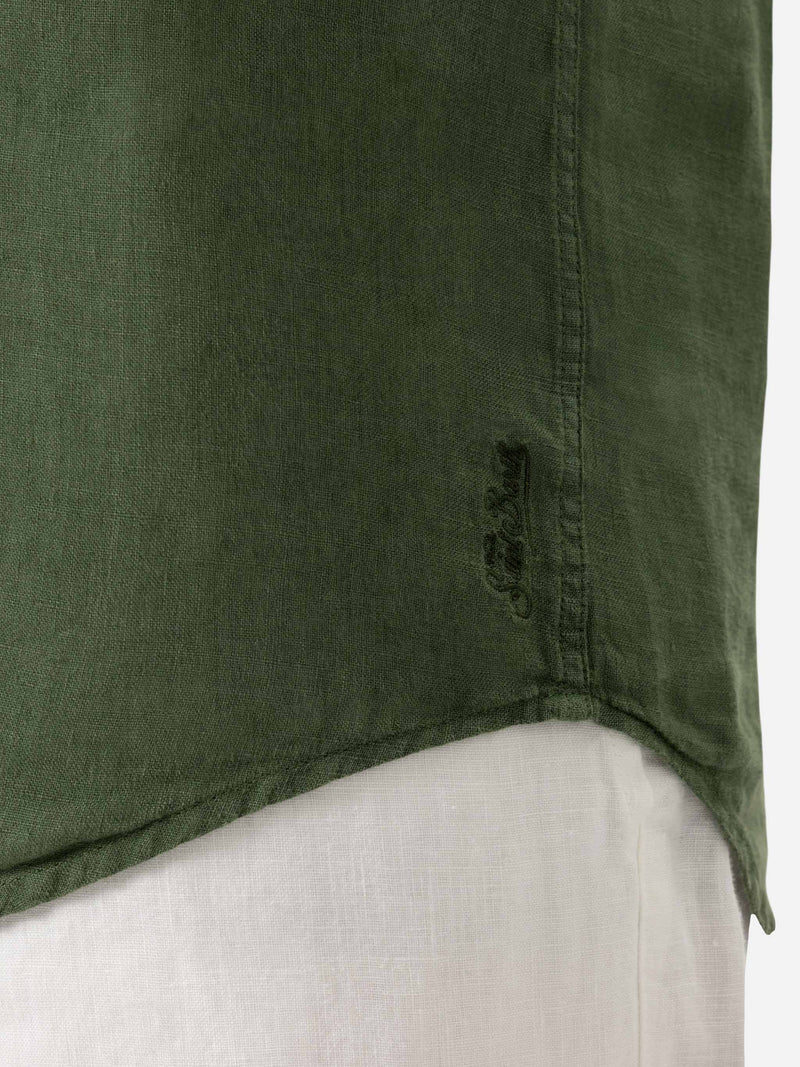 Military green linen shirt Pamplona