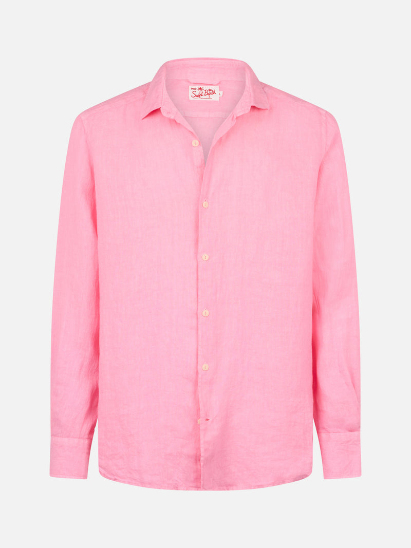 Man pink linen shirt Pamplona