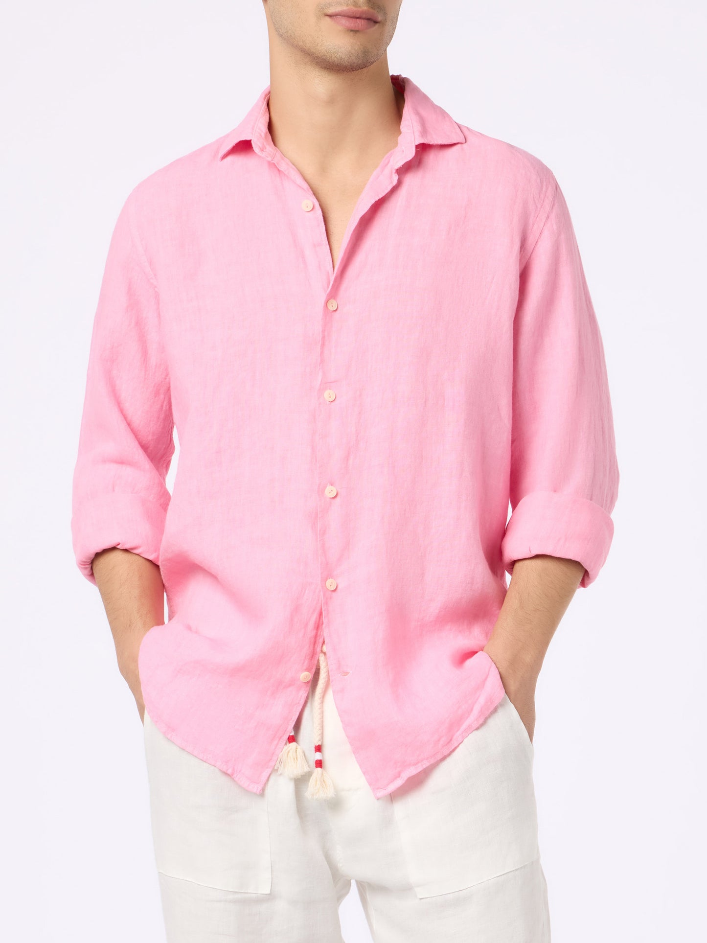 Bubble pink linen shirt Pamplona