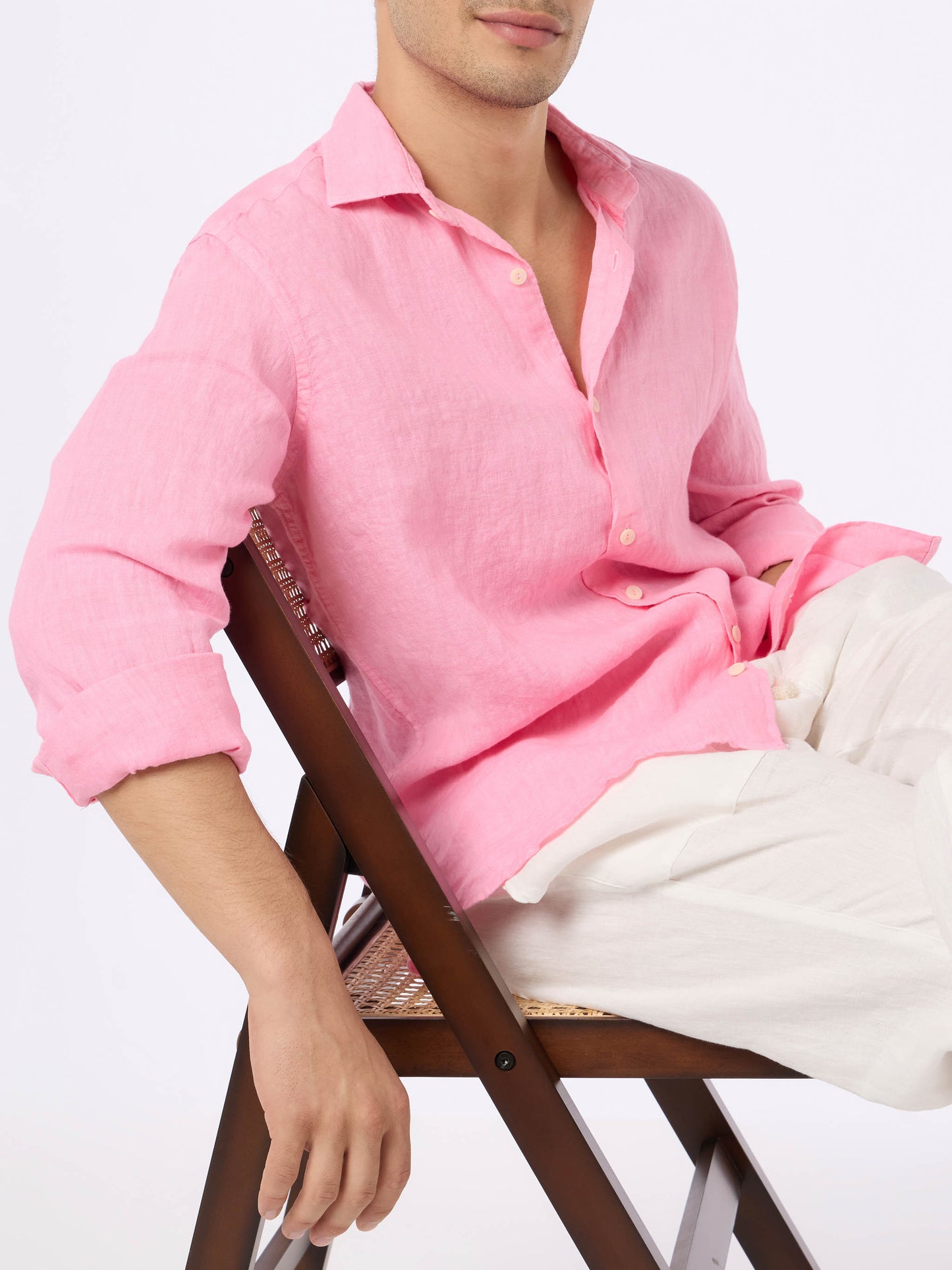 Bubble pink linen shirt Pamplona