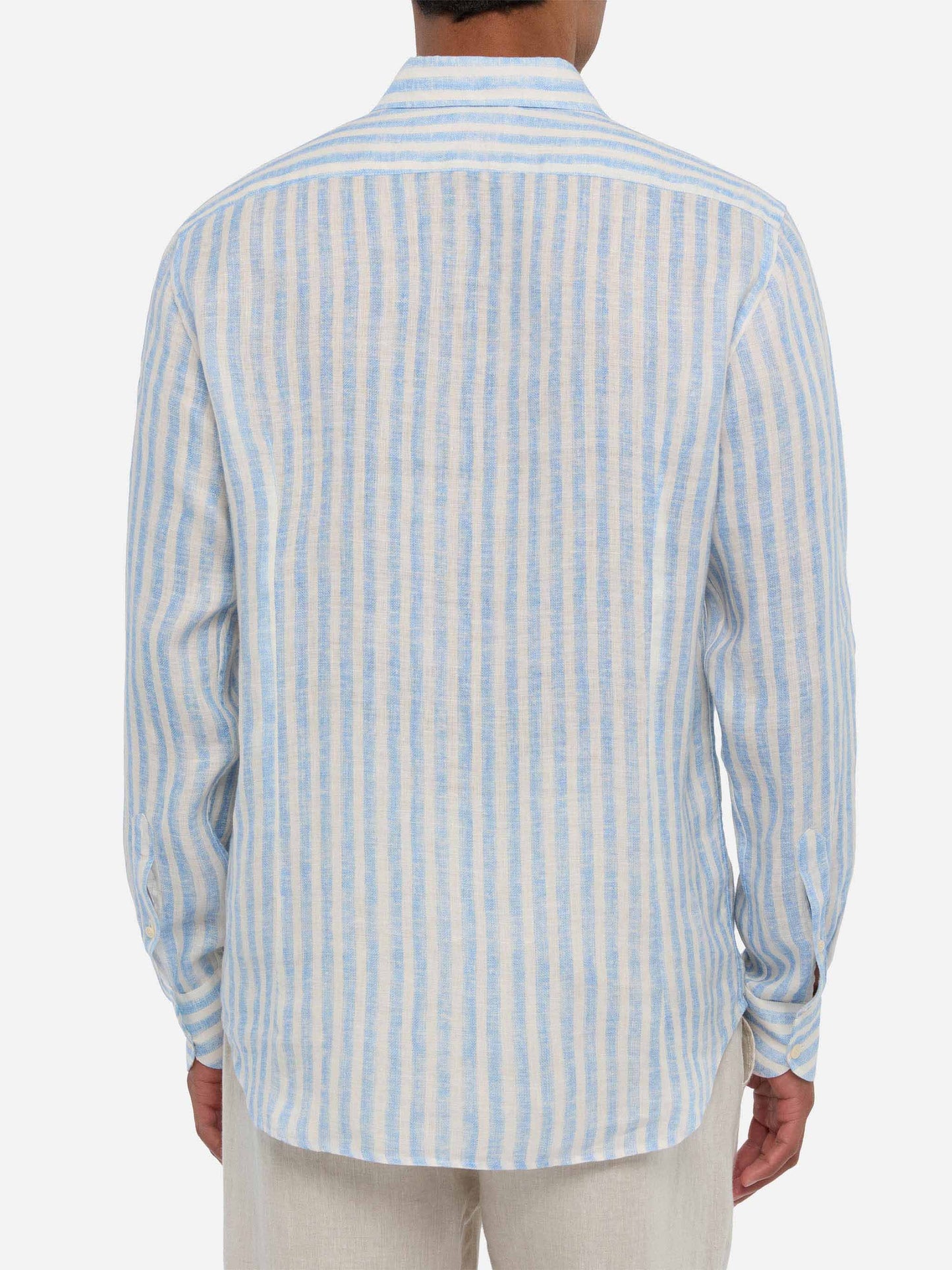 Camicia Pamplona in lino a righe azzurre